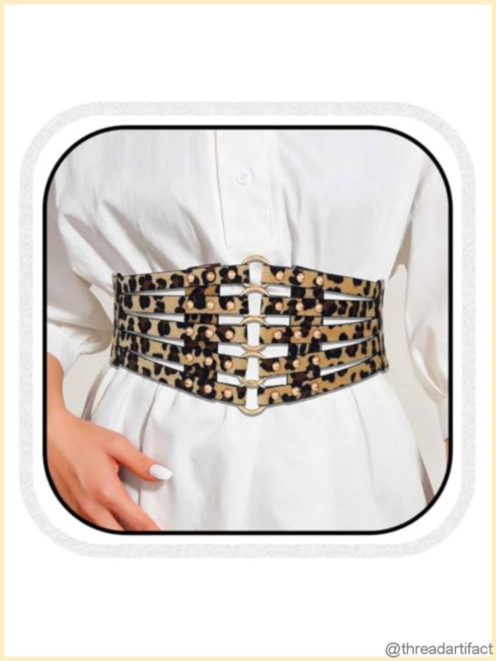 Punk Corset Belt Hollow Out Rivet Wide Elastic Leather Waist Belt for Women